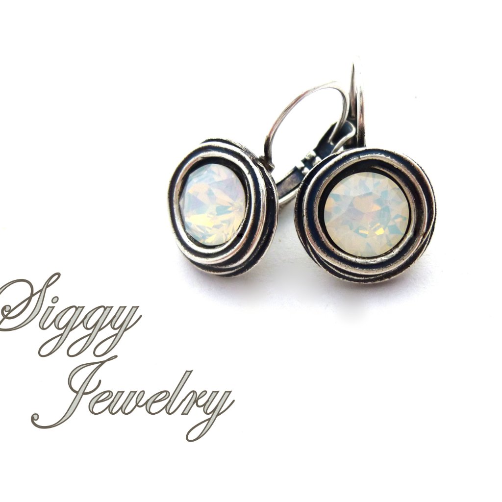 Swarovski Crystal White Opal Swirl Drop Earrings